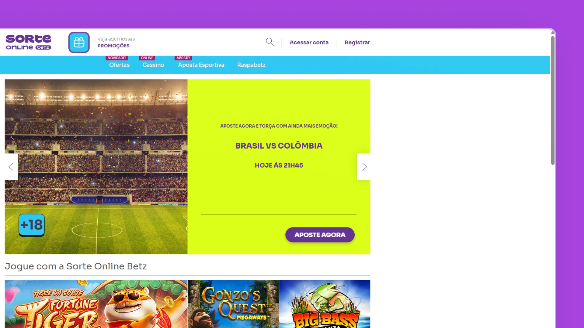 imagem cadastro passo 01 sorte online