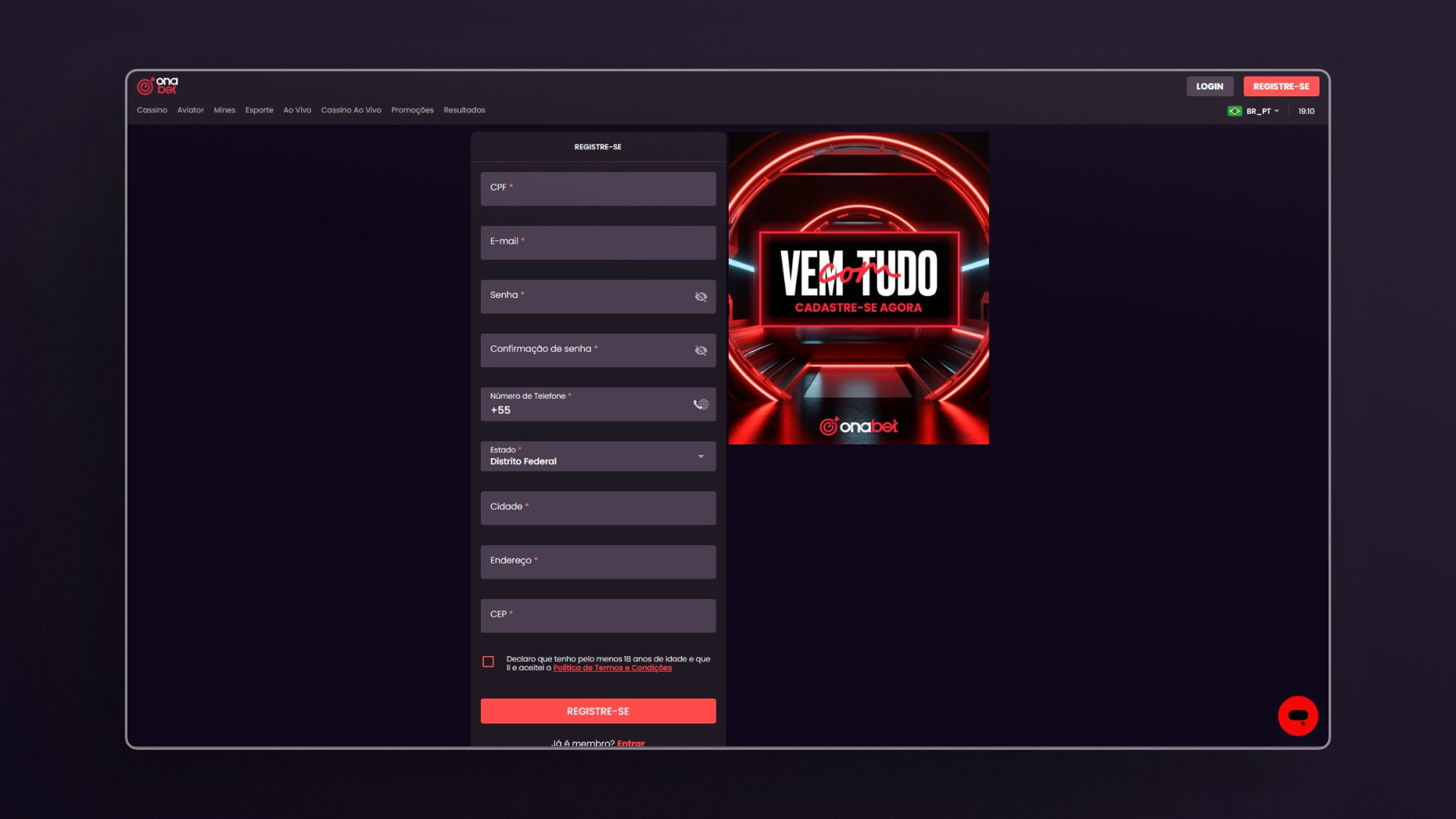 imagem cadastro passo 02 Onabet