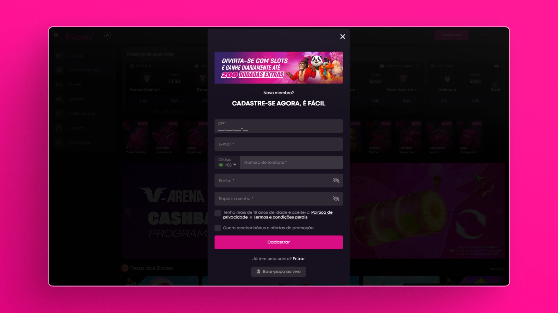 imagem cadastro passo 02 vbet