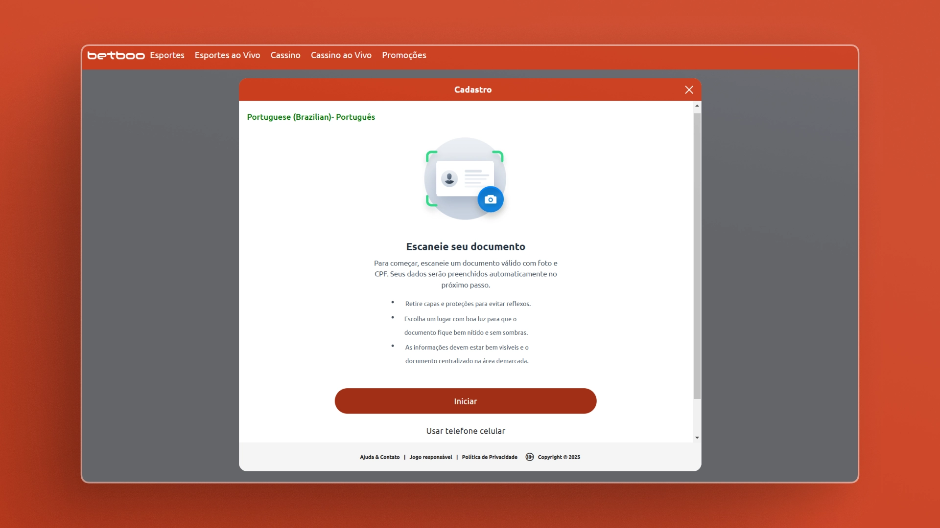 imagem cadastro passo 03 Betboo