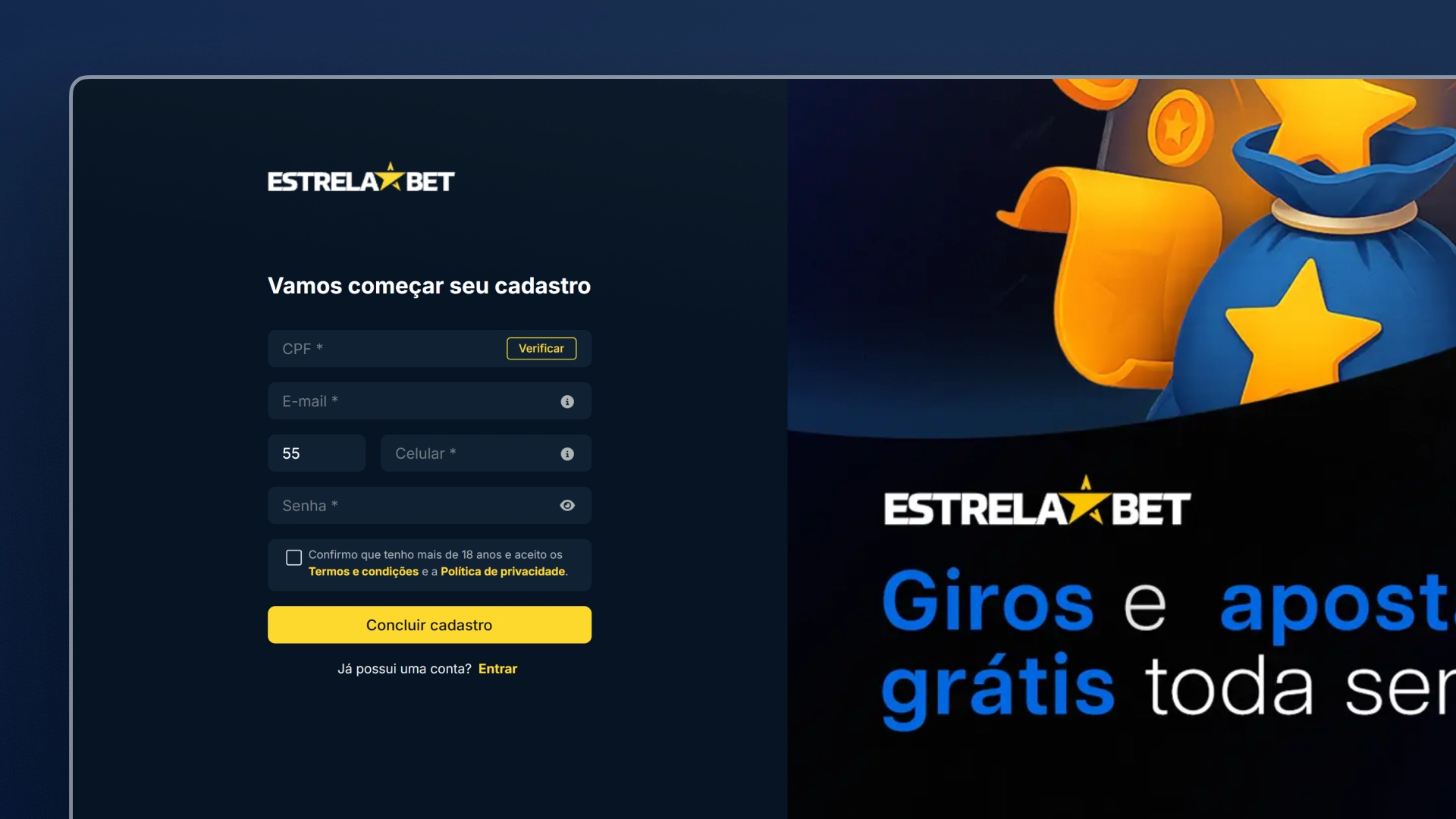 imagem cadastro passo 03 estrelabet