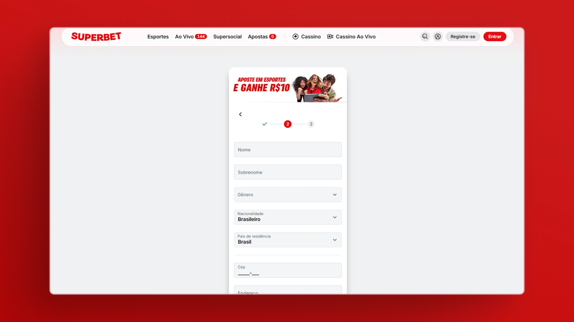 imagem cadastro passo 03 superbet