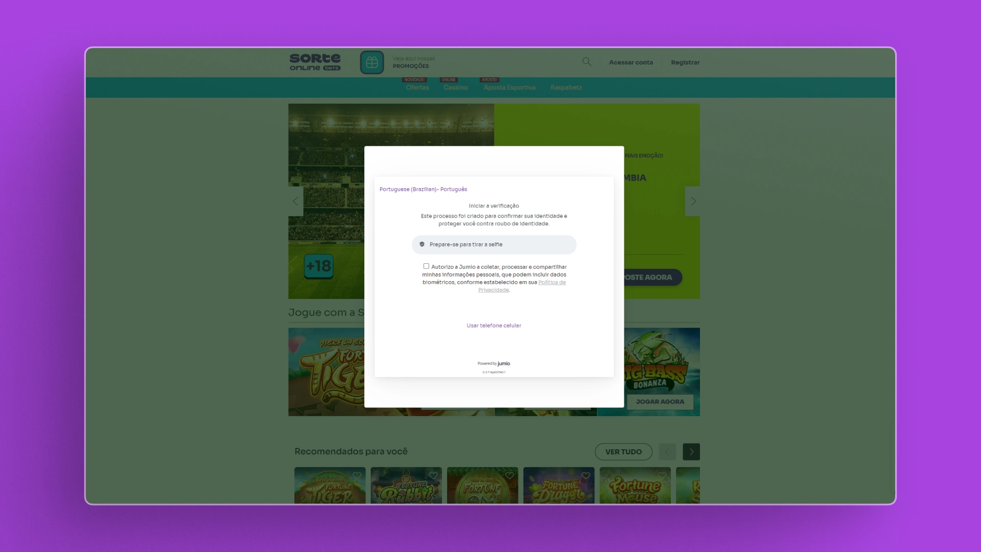 imagem cadastro passo4 verificação documento sorte online