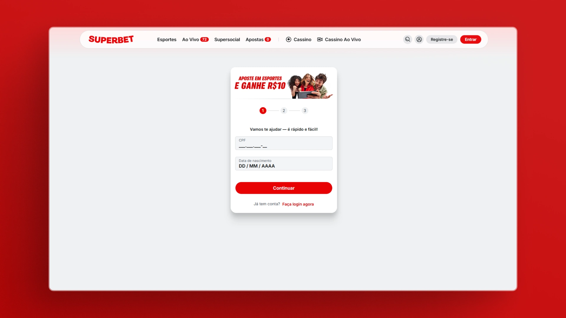 imagem cadastro superbet