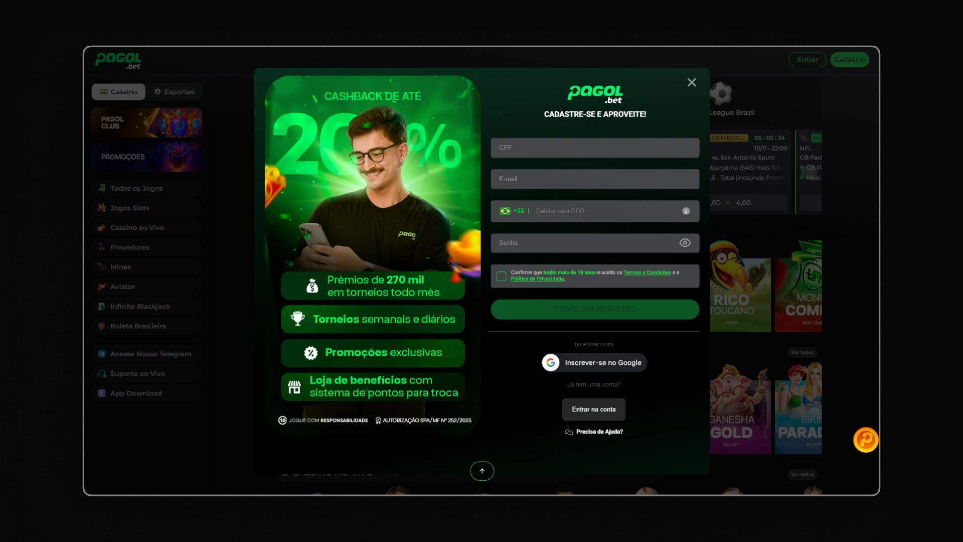 imagem cadastro2 pagol bet