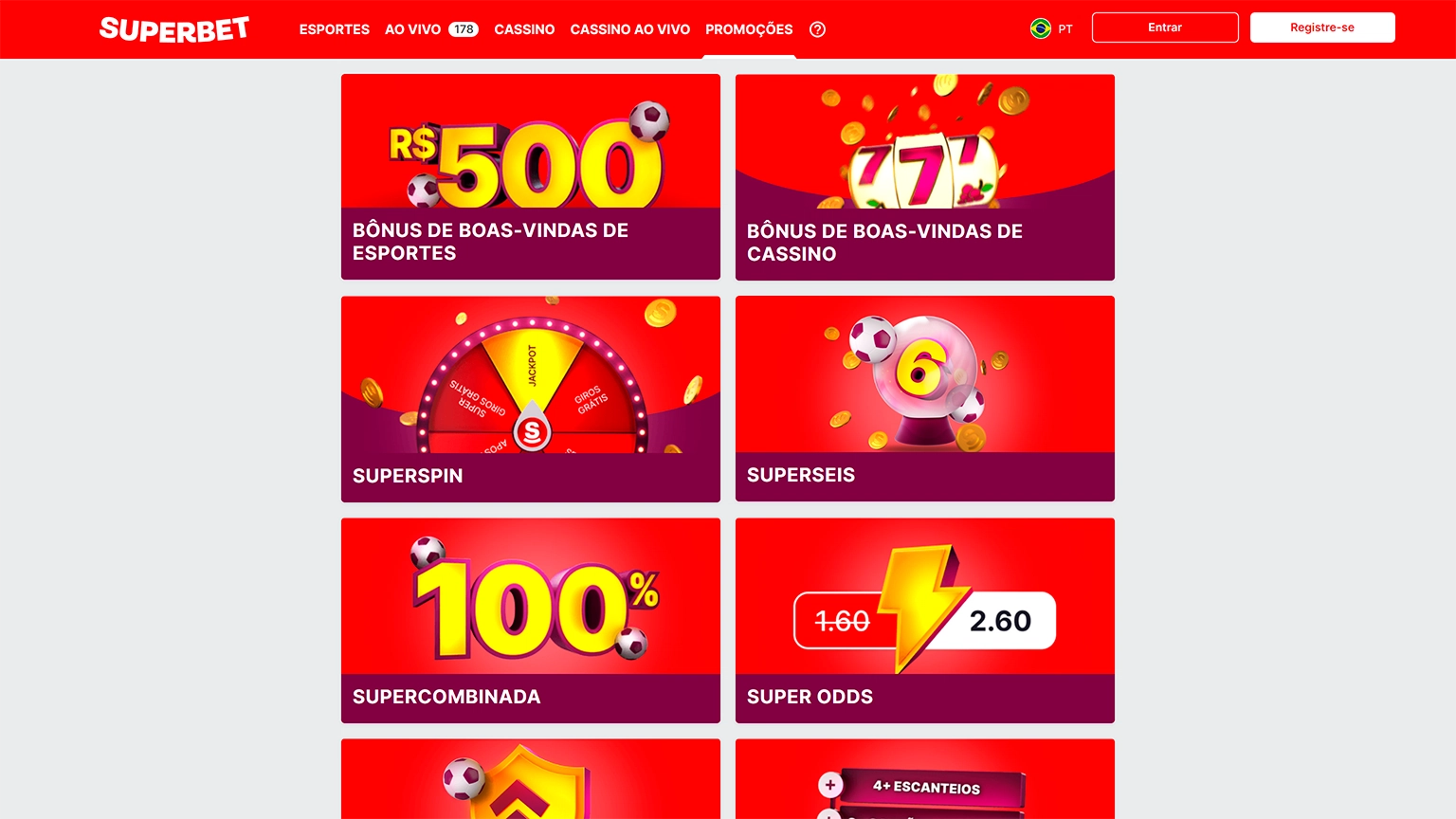 Print mostra página de bônus da Superbet