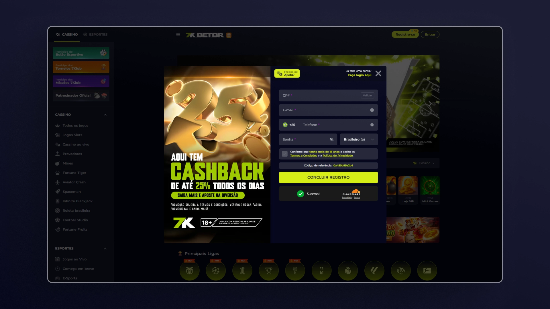 imagem captura como resgatar o bonus Bet7K