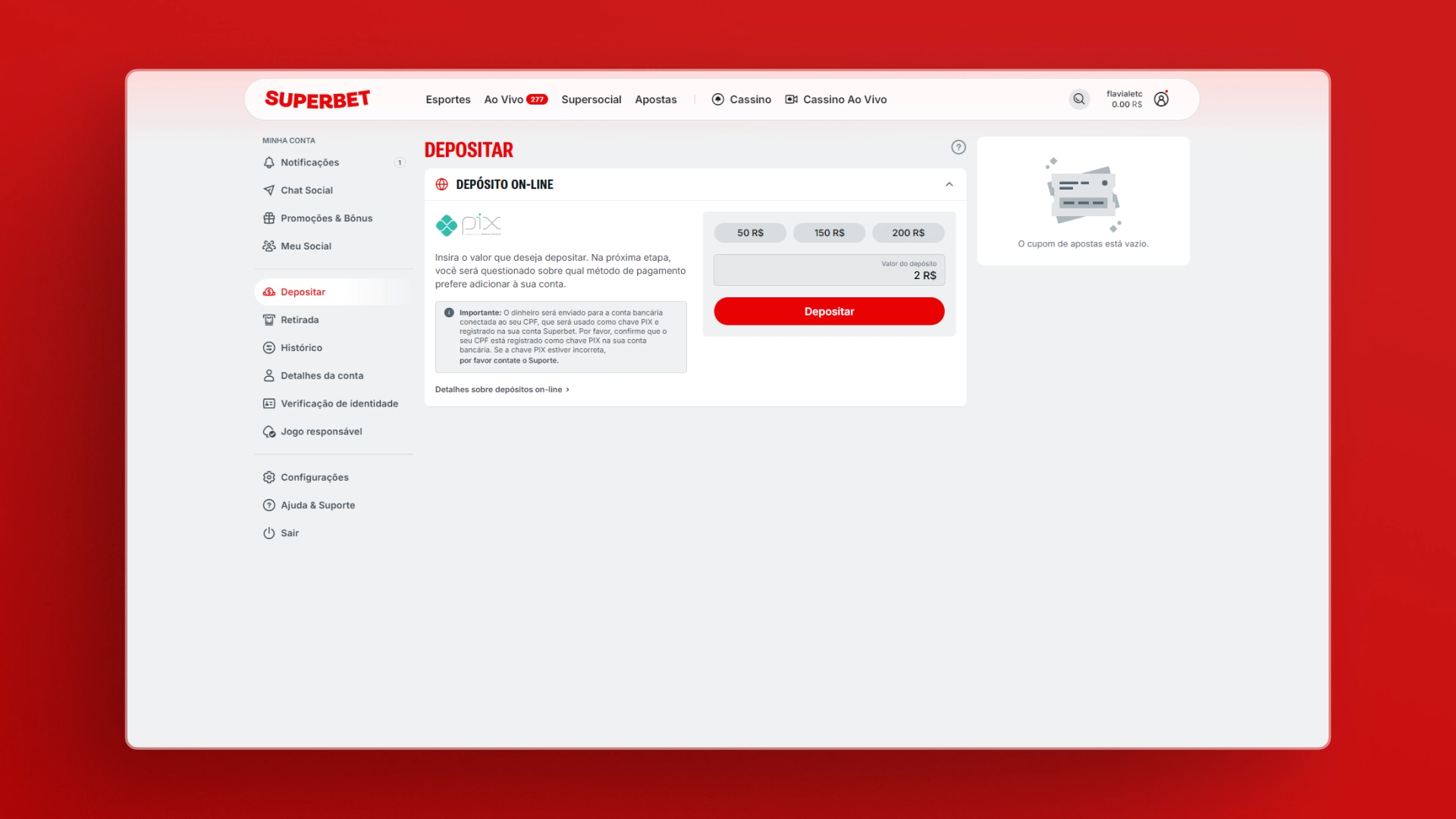 imagem deposito superbet