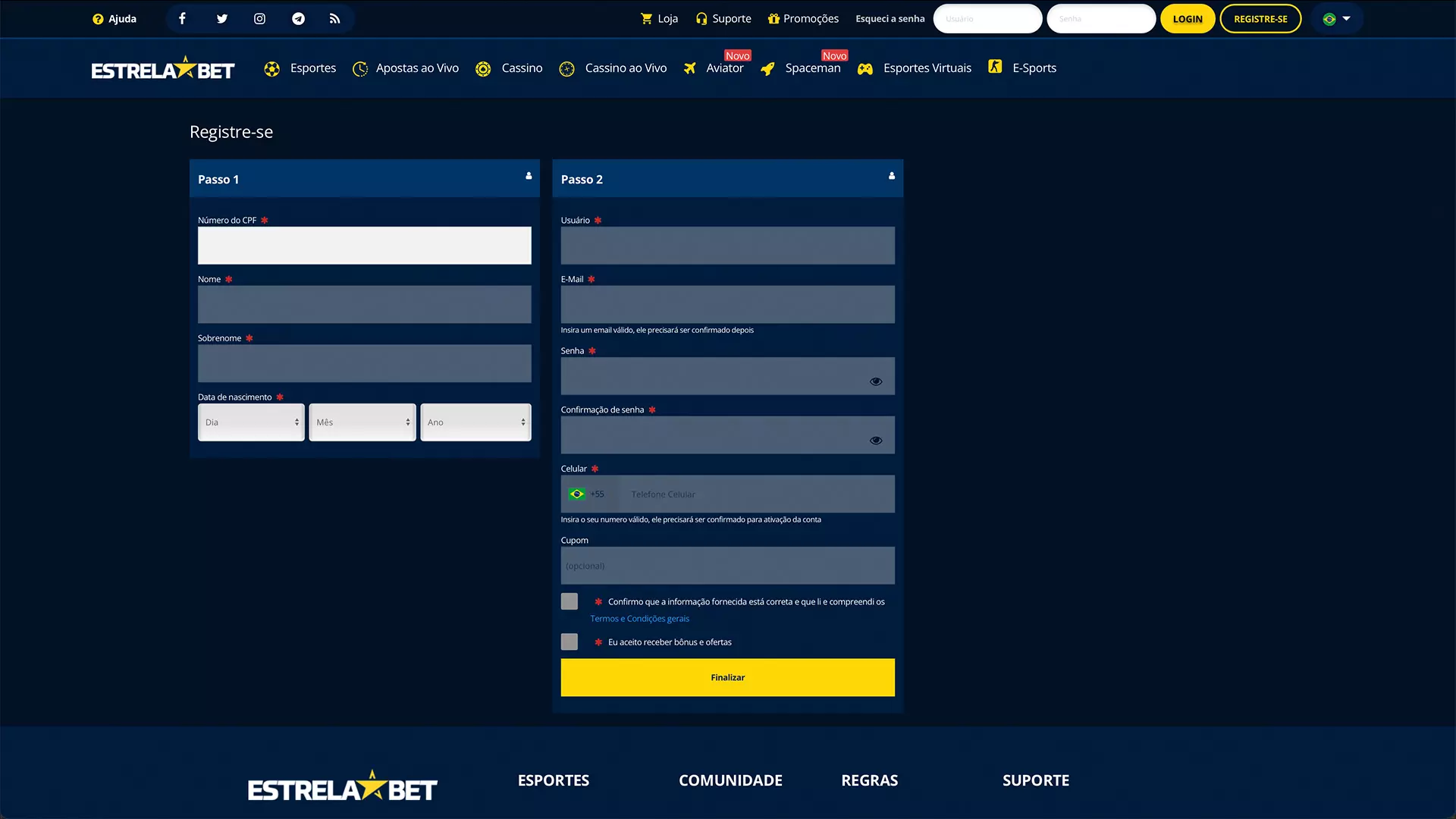 Como depositar na EstrelaBet?