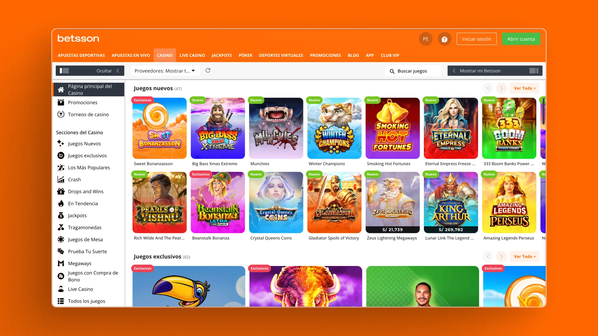 imagem home do cassino Betsson