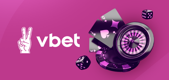 Imagem mostra cartas, dados e roletas ao lado da Vbet