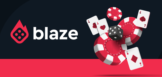 Imagem mostra fichas e cartas ao lado da logomarca da Blaze