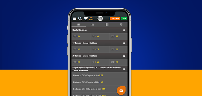 Imagem mostra smartphones abertos na página de apostas dupla hipótese da BetNacional