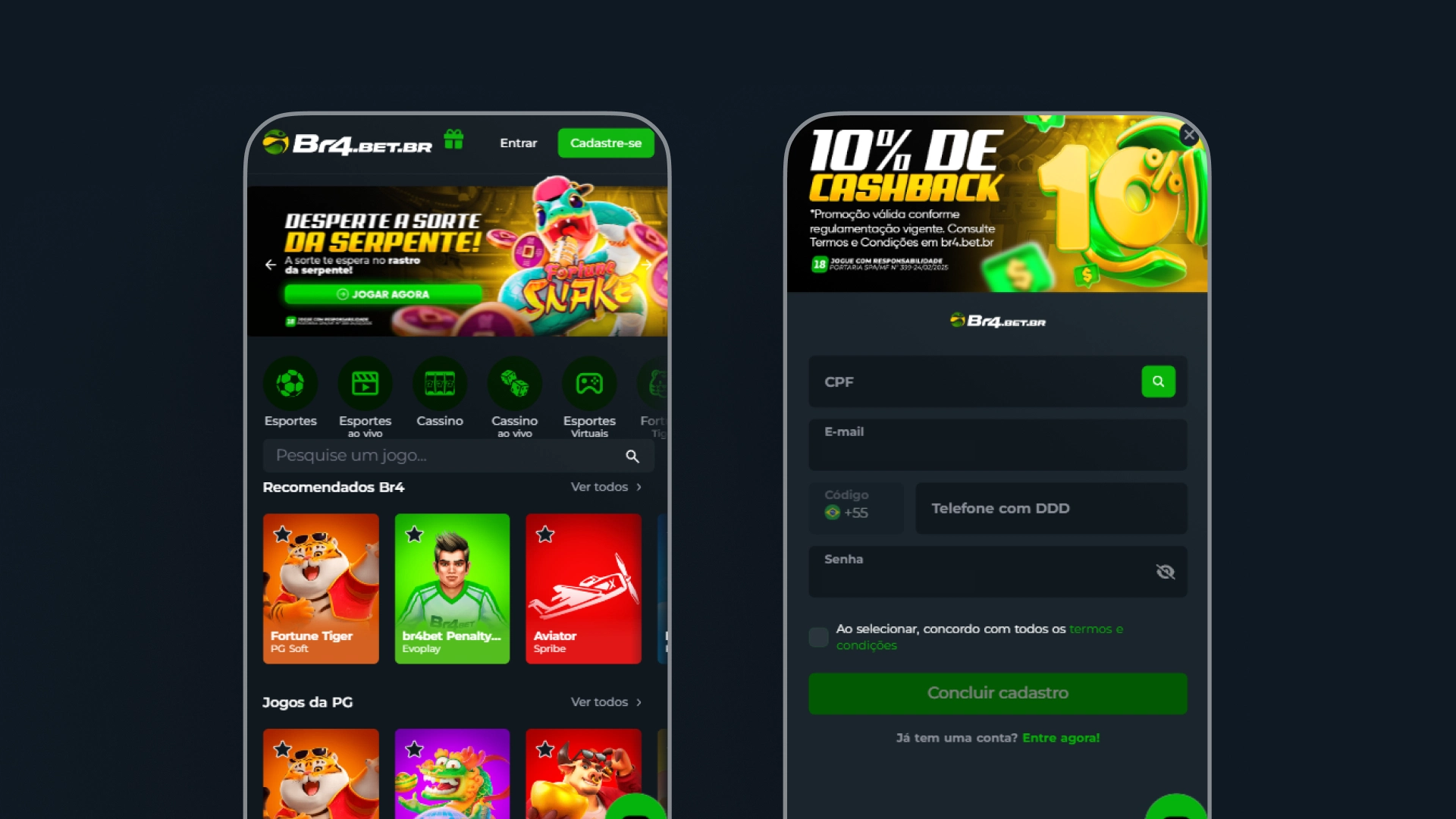 imagem mobile passos cadastro br4bet