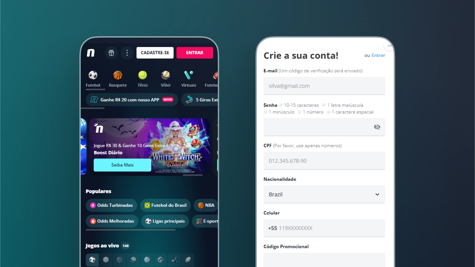 imagem mobile passos cadastro novibet