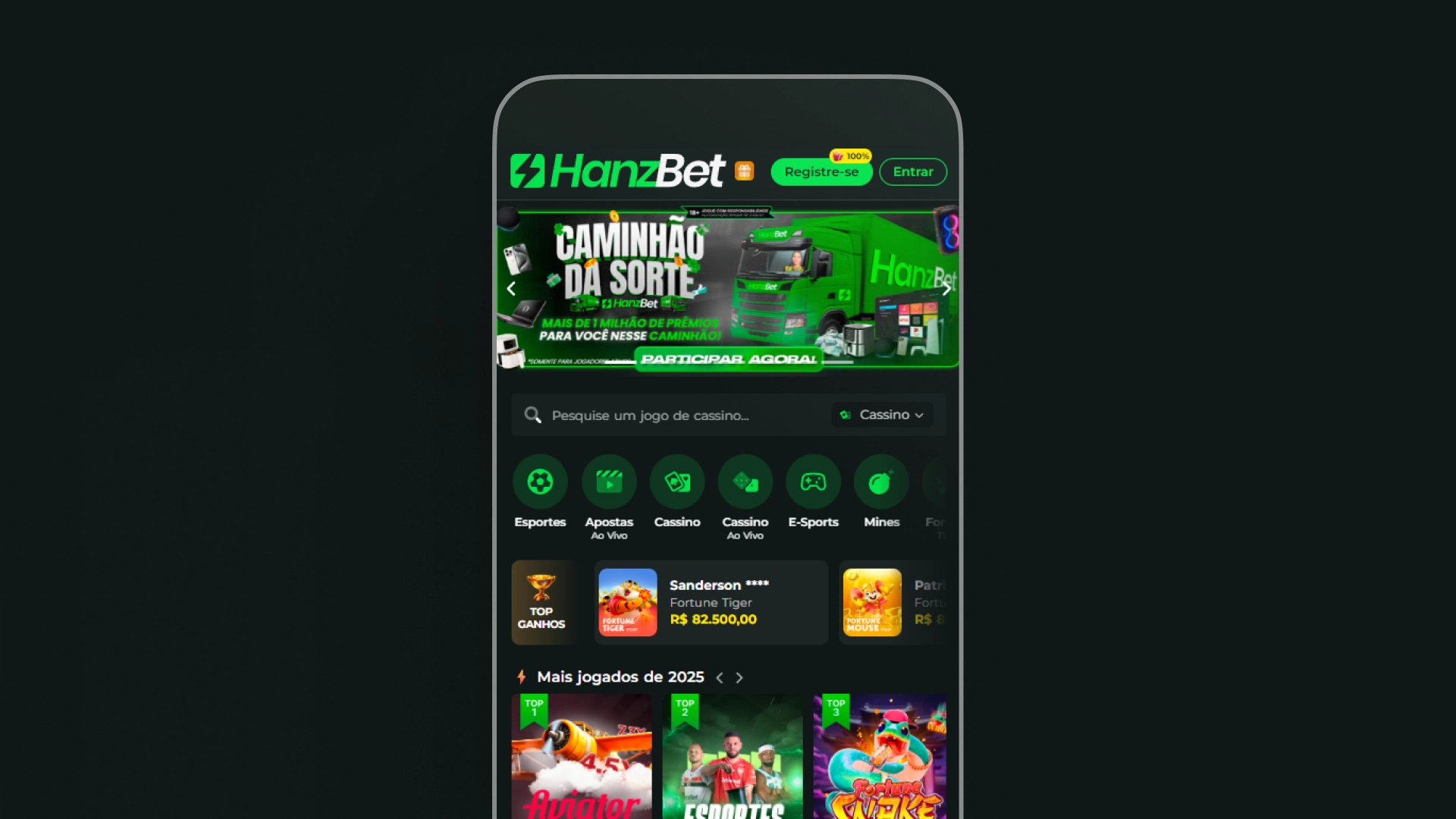 imagem mockup mobile Hanzbet