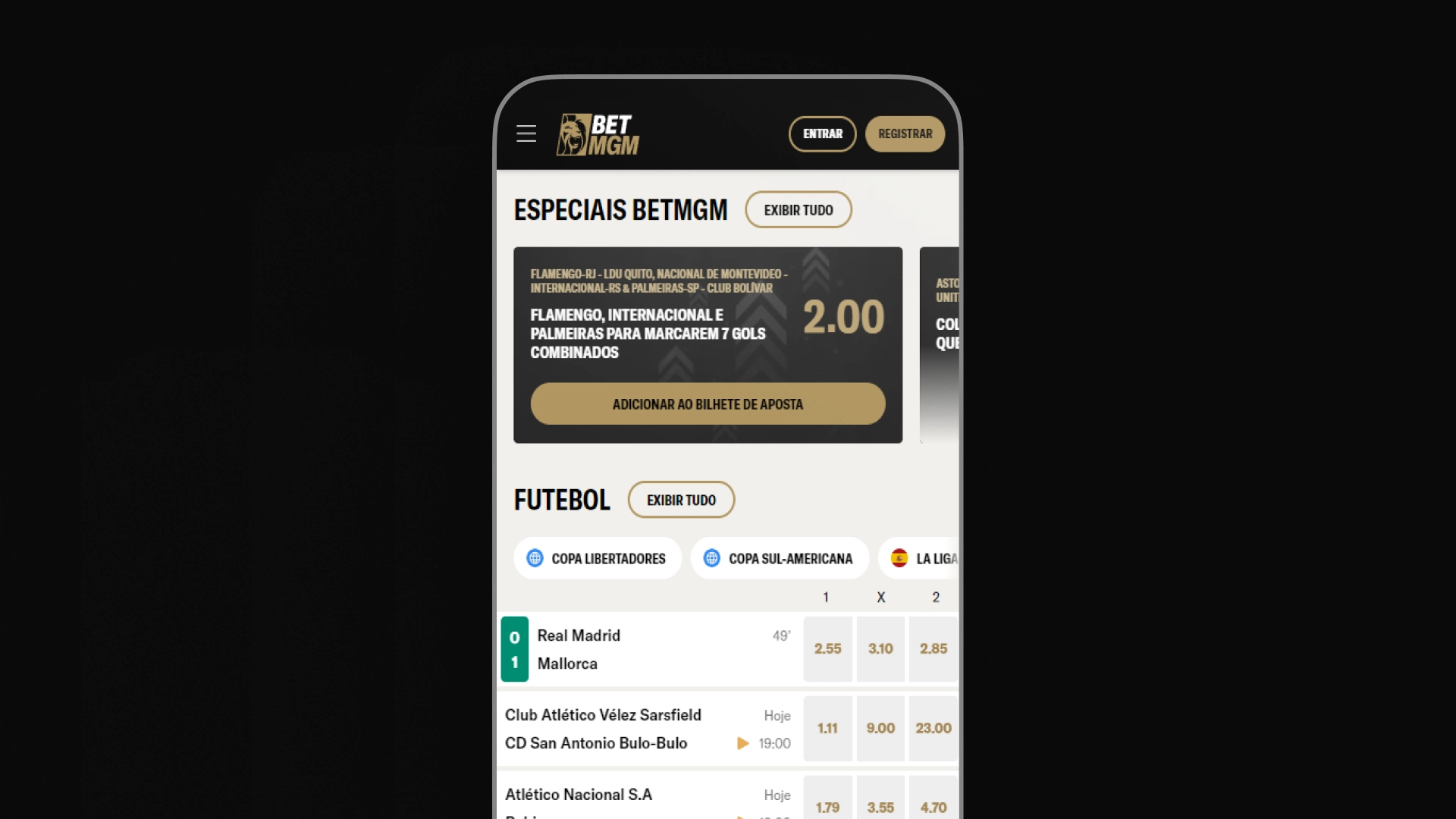 imagem mockup mobile aposta app betmgm