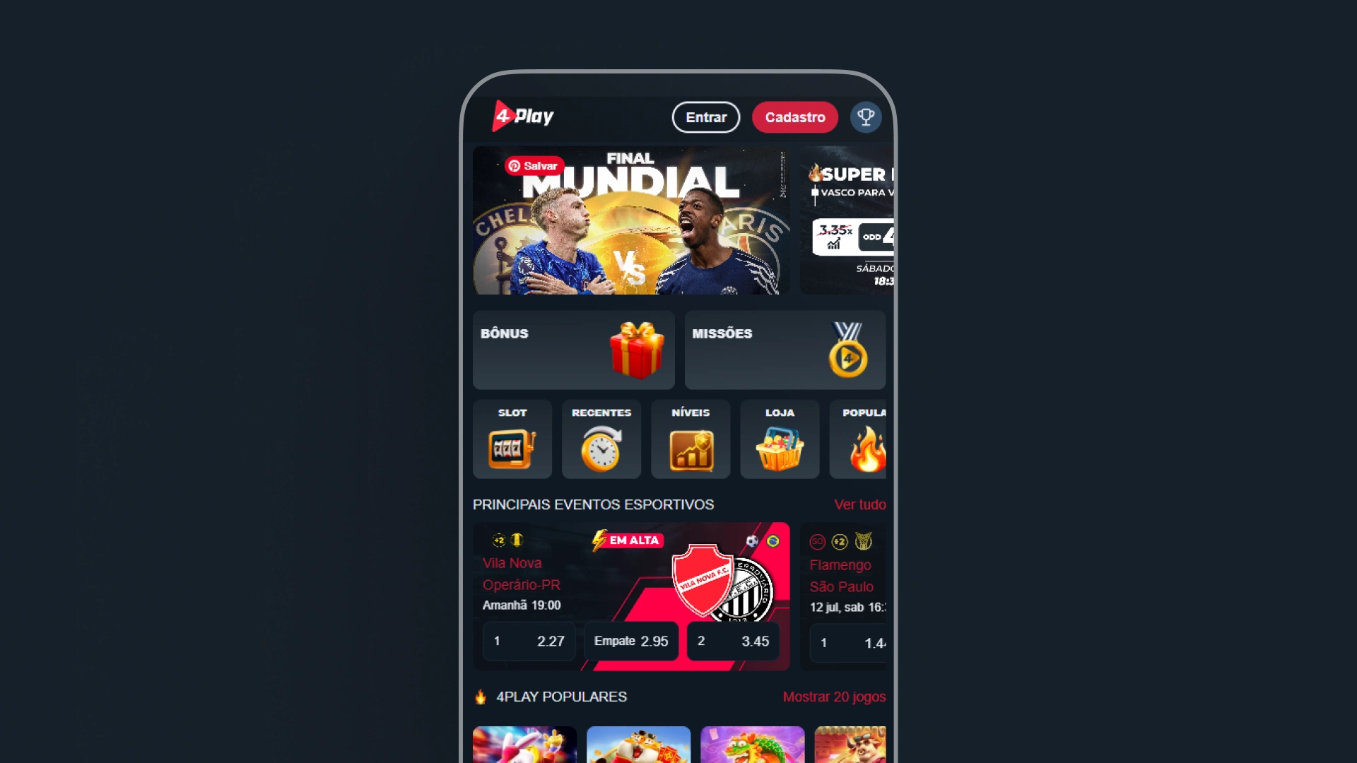imagem mockup mobile app 4Play