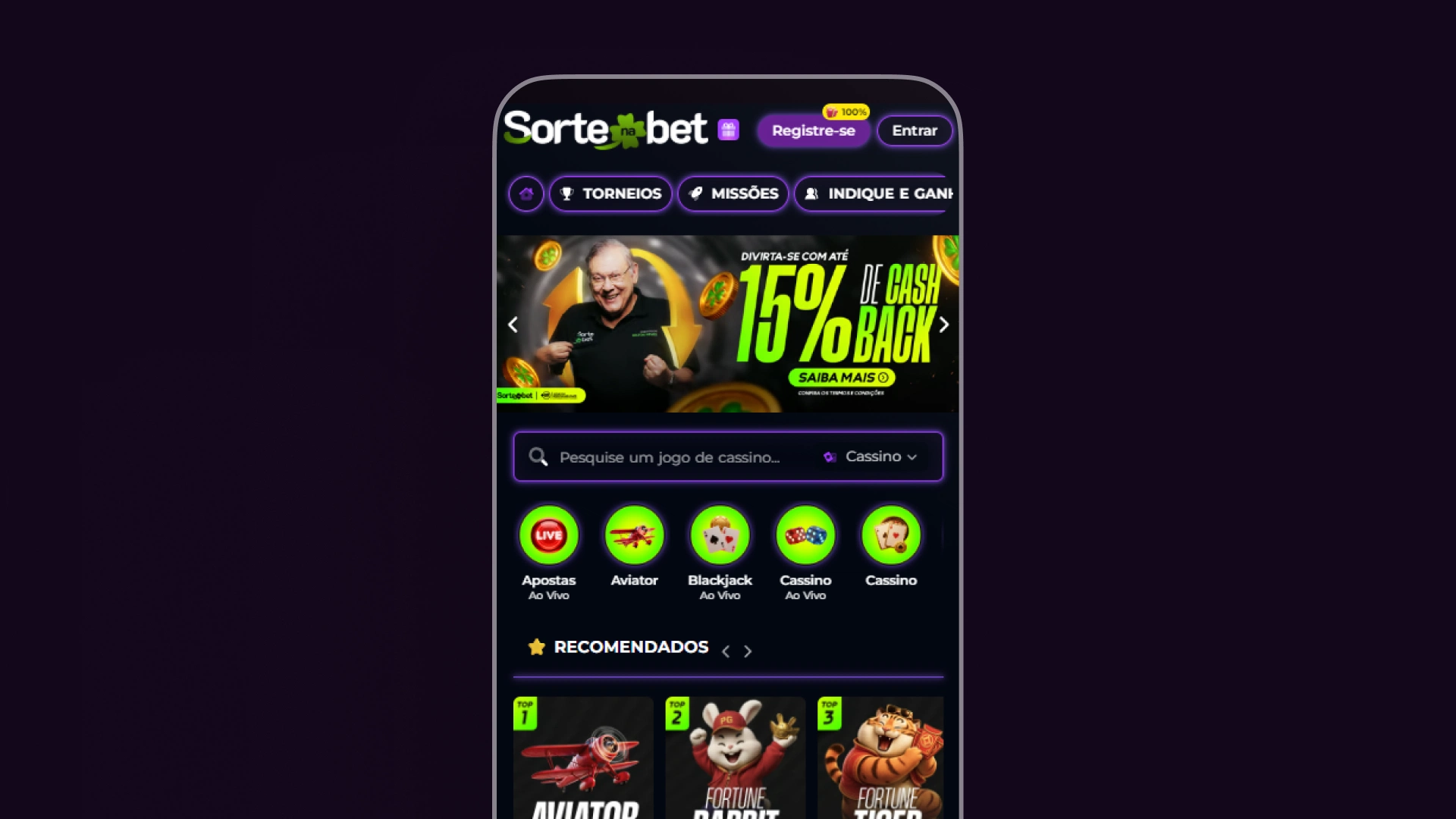 imagem mockup app Sorte Na Bet