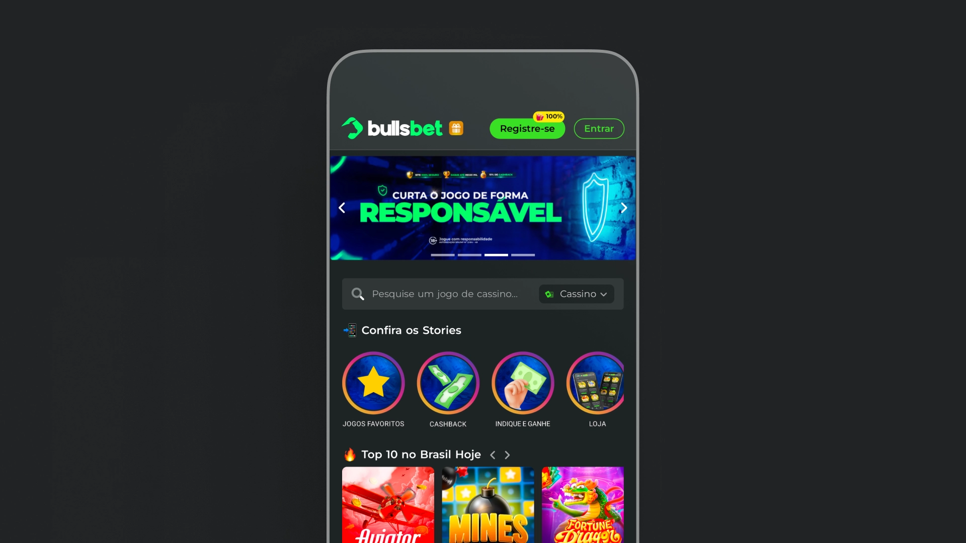 imagem mockup mobile app bullsbet