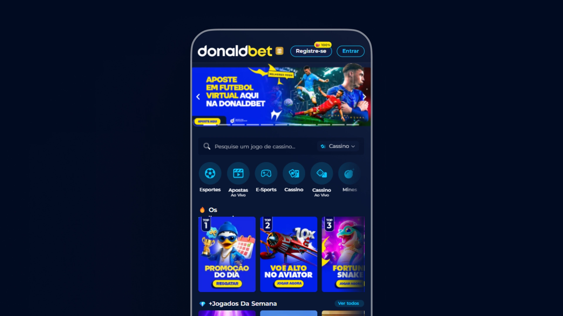 imagem mockup mobile app donald bet