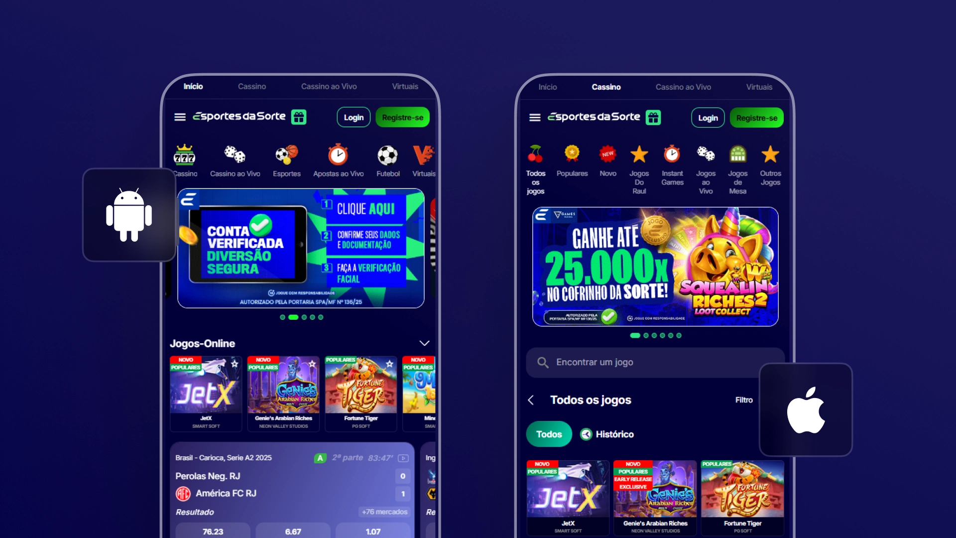 imagem mockup mobile app esportes da sorte