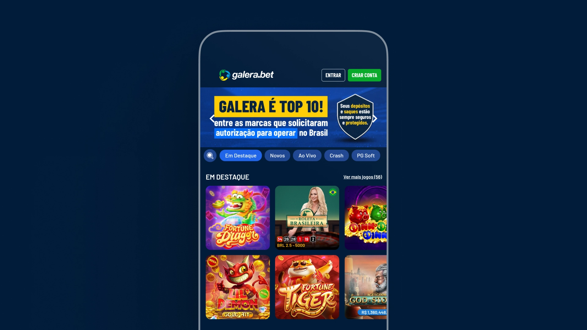 imagem mockup mobile app galerabet