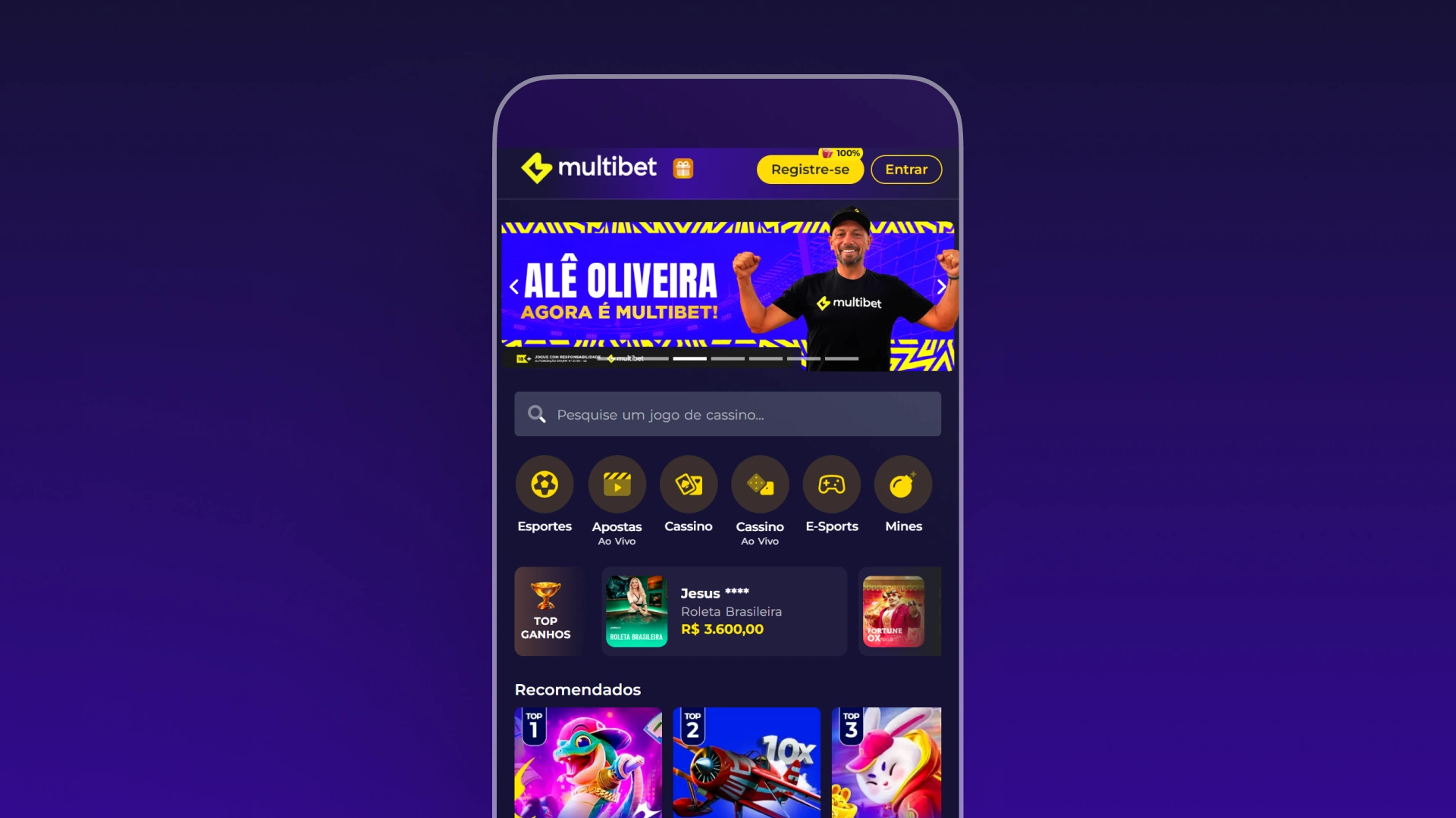 imagem mockup mobile app multibet