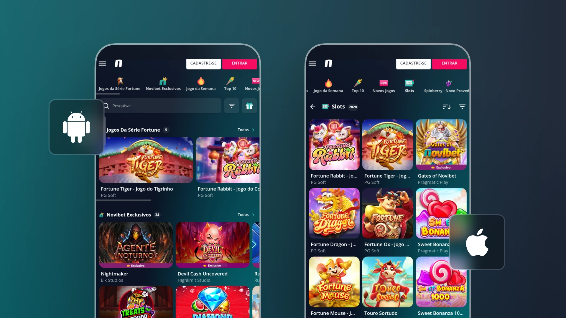 imagem mockup mobile app novibet