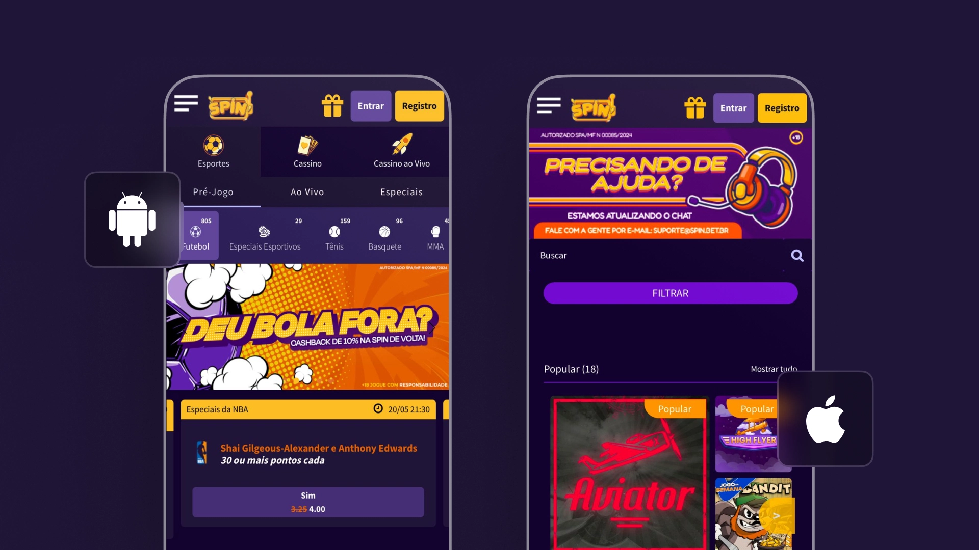 imagem mockup mobile app spin