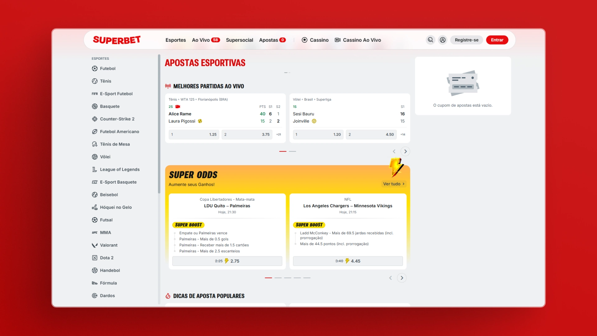 imagem pagina esporte superbet