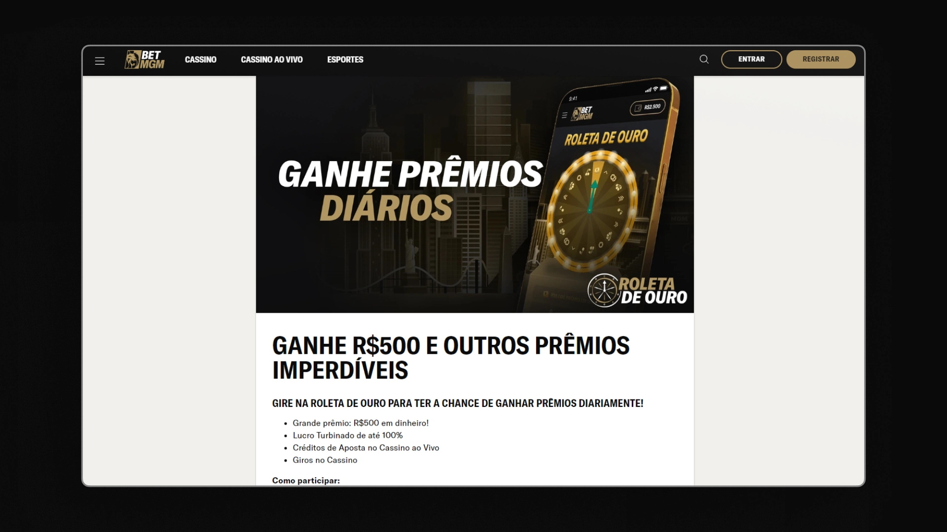 imagem roleta de ouro betmgm