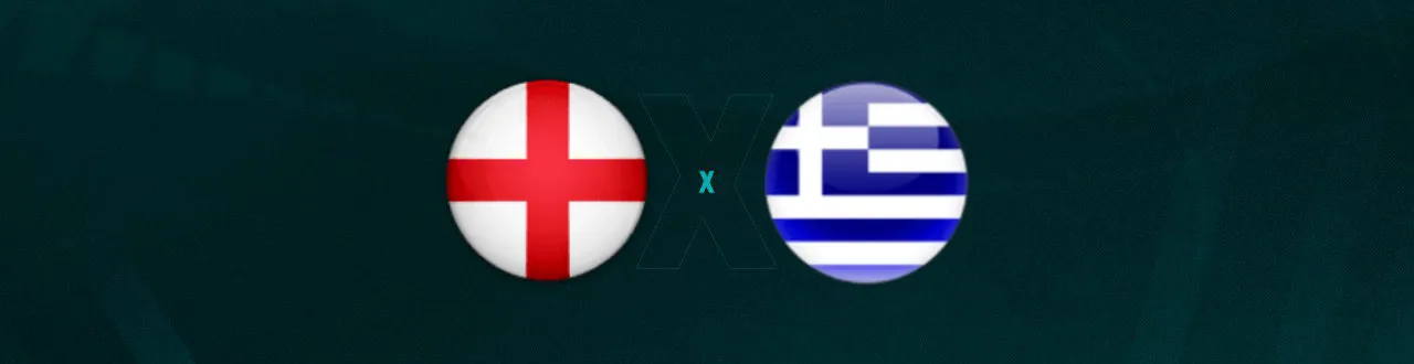 Escudos de Inglaterra e Grécia, que duelam pela Liga das Nações