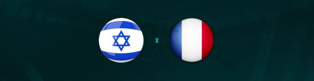 Escudos de Israel e França, que duelam pela Liga das Nações
