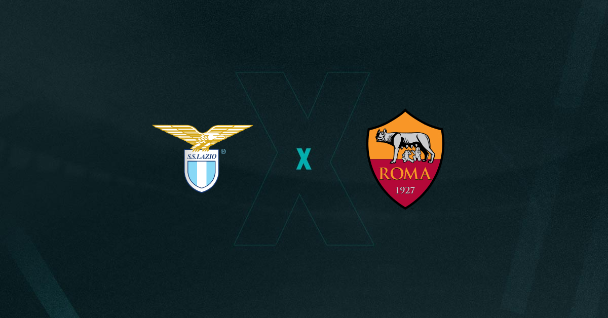 Escudos de Lazio x Roma, que se enfrentam pelo Campeonato Italiano 2024/25