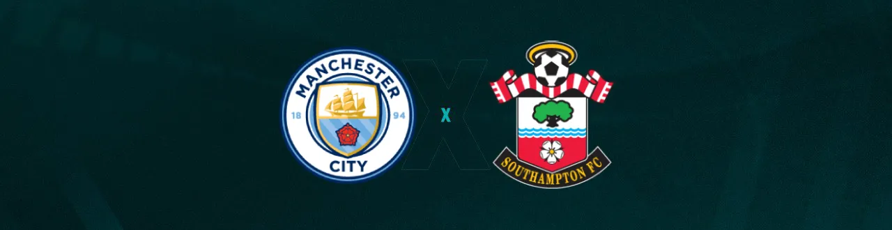 Escudos de Manchester City e Southampton, que duelam pela Premier League