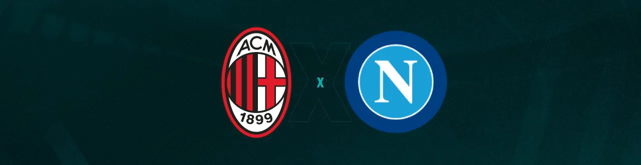 Escudos de Milan e Napoli, que duelam pelo Campeonato Italiano