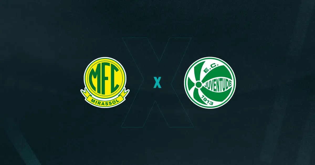 Escudos de Mirassol e Juventude, que duelam pela 24ª rodada do Brasileirão