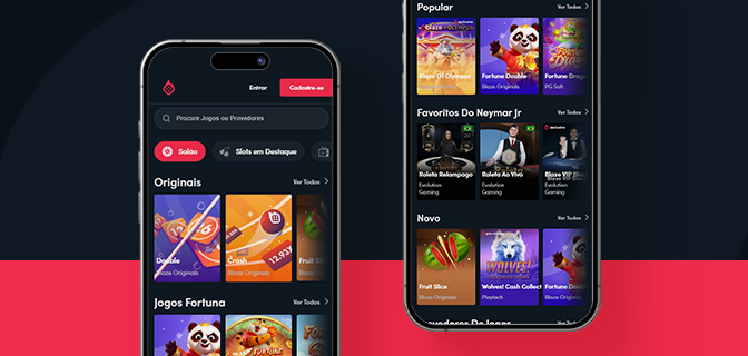 Imagem mostra smartphones abertos na página de cassino da Blaze