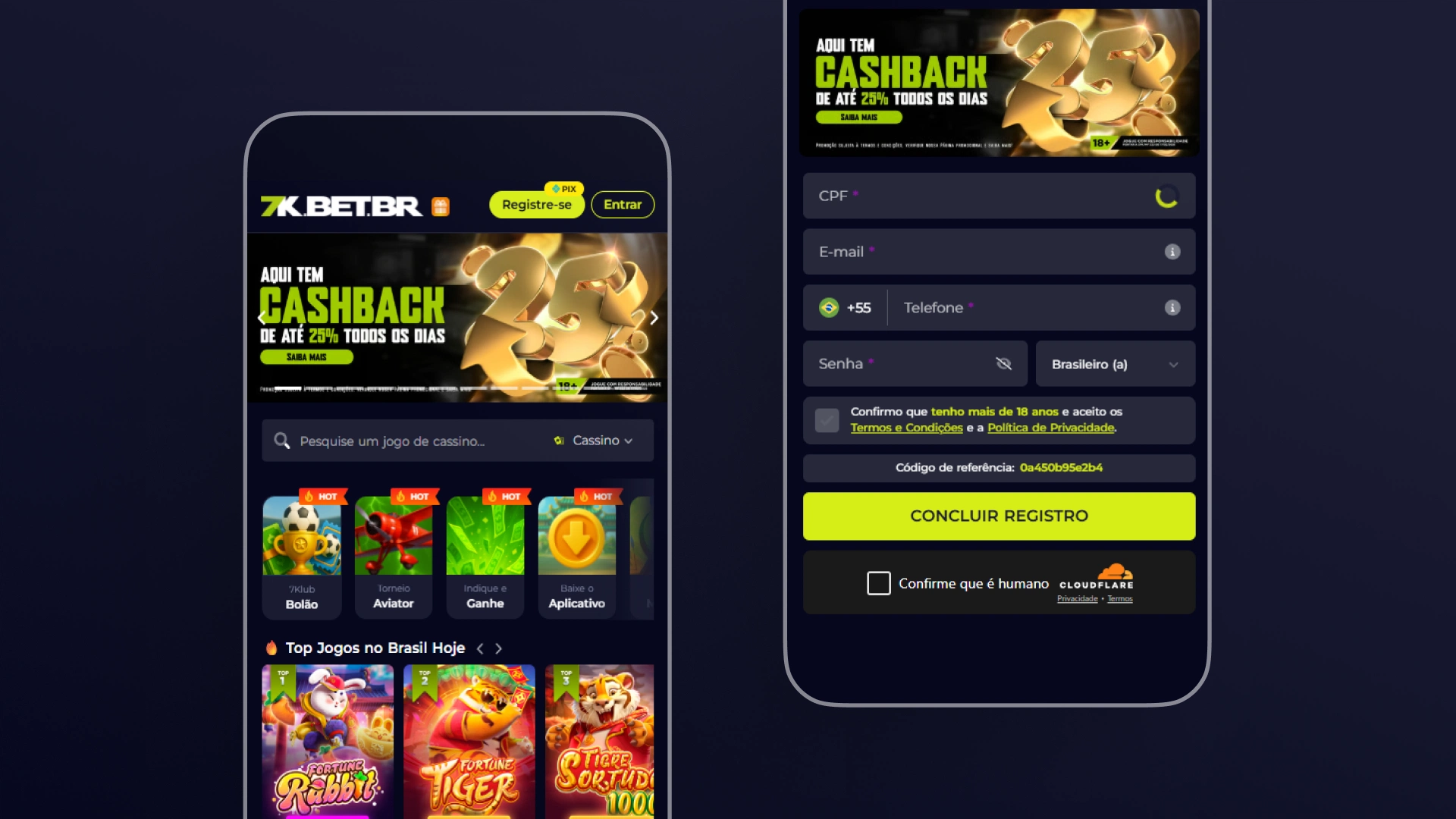 mockup mobile como se cadastrar bet7k