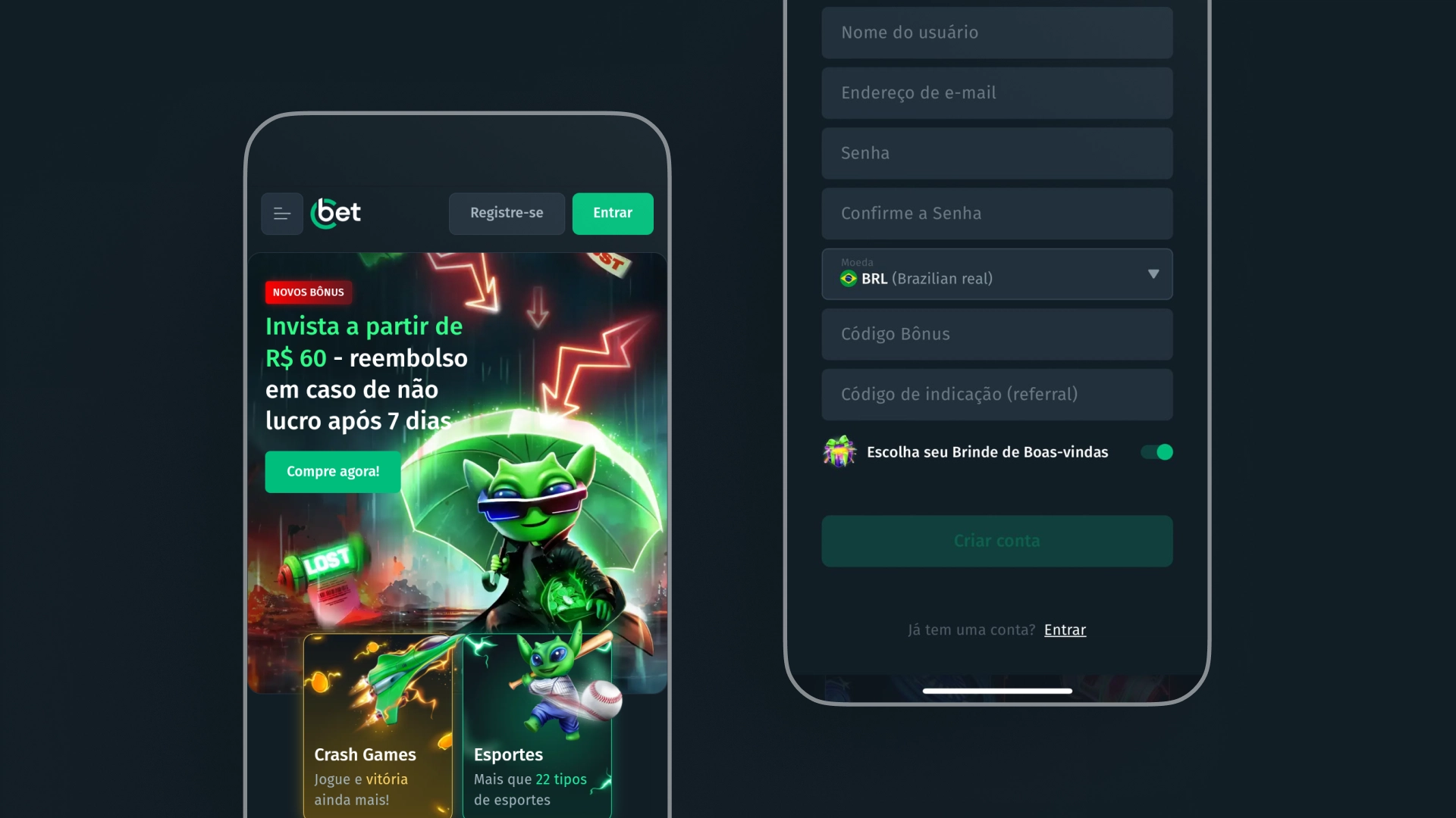 mockup mobile como se cadastrar cbet