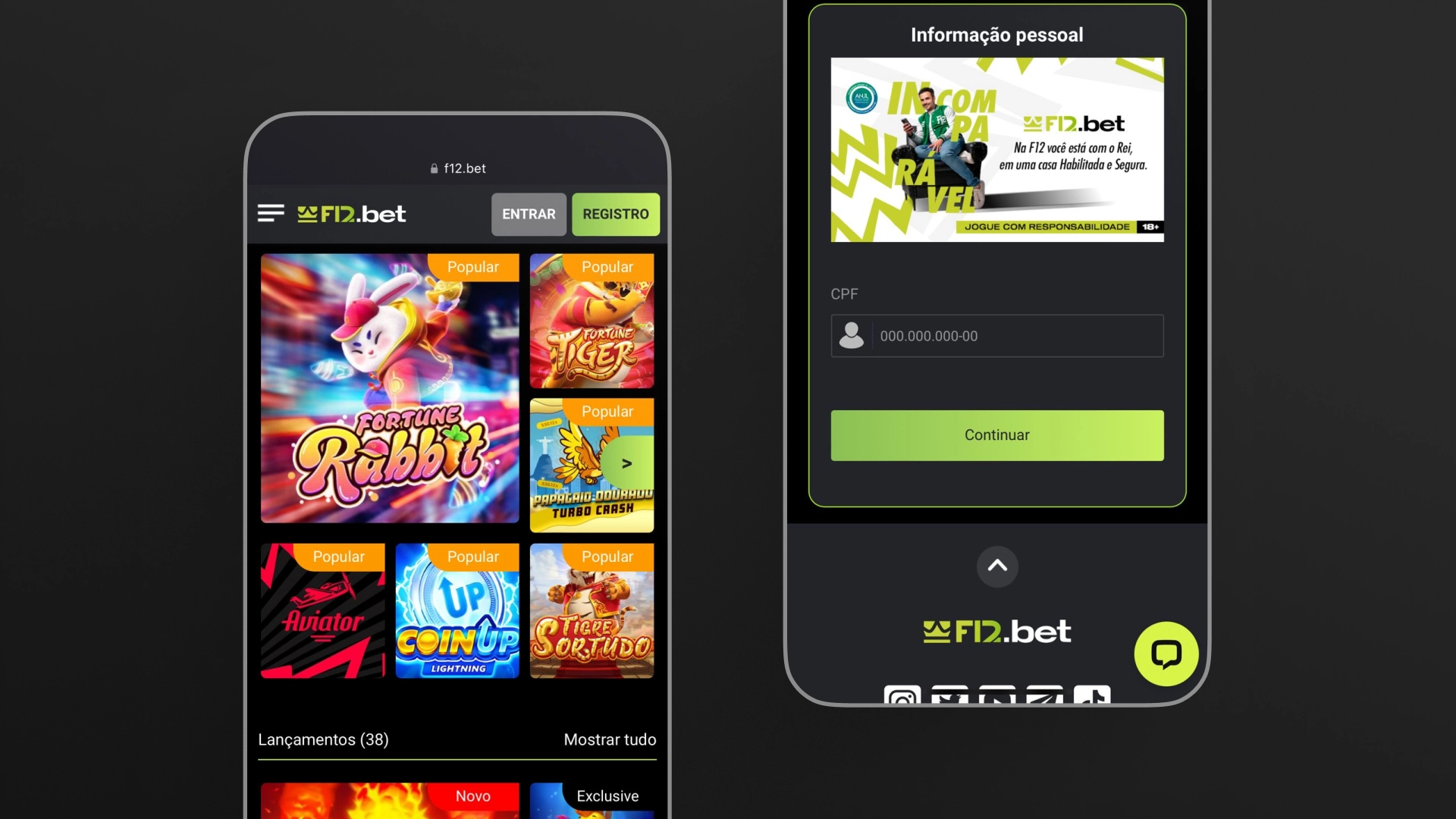 mockup mobile como se cadastrar f12bet