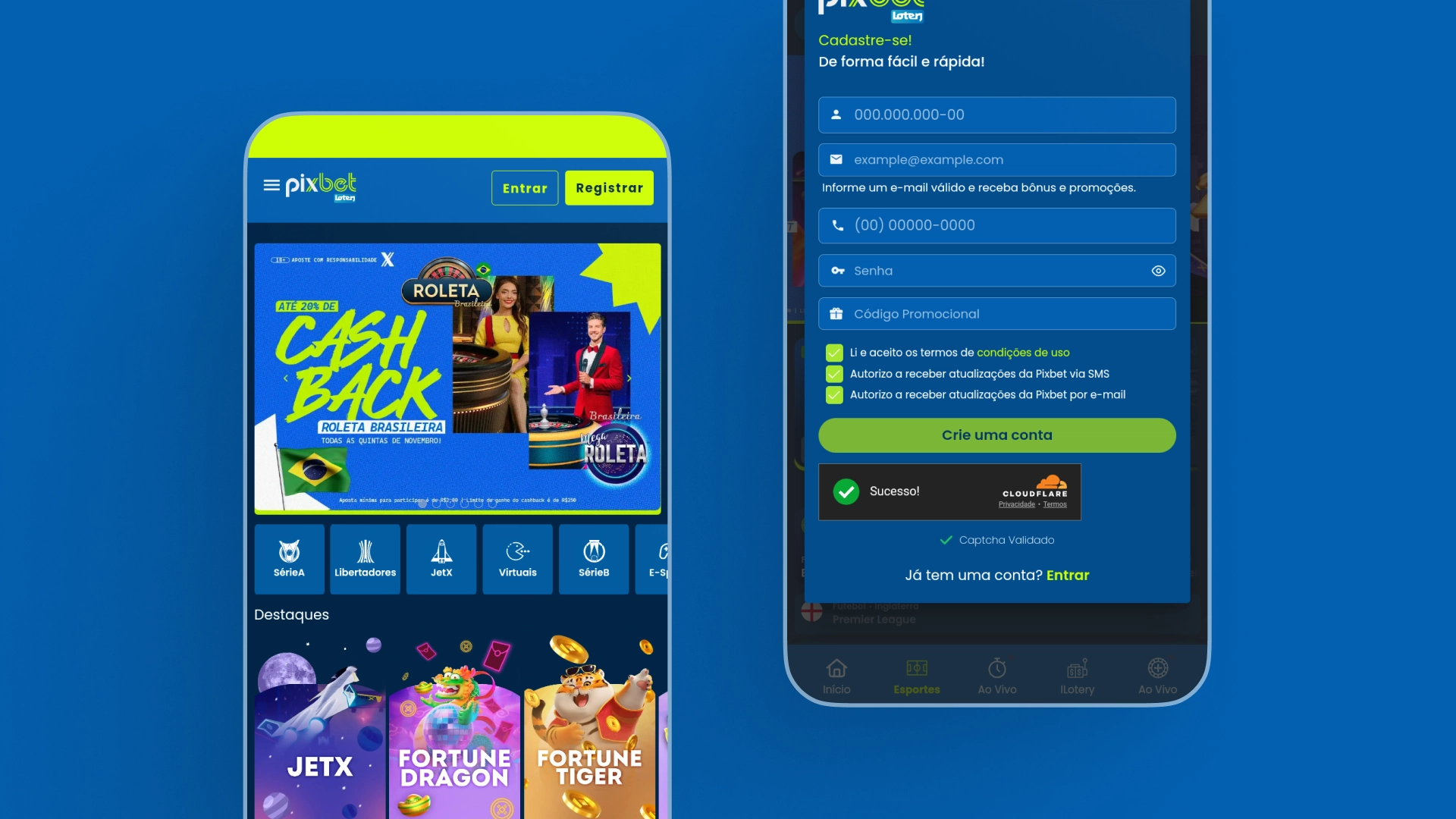 mockup mobile como se cadastrar pixbet