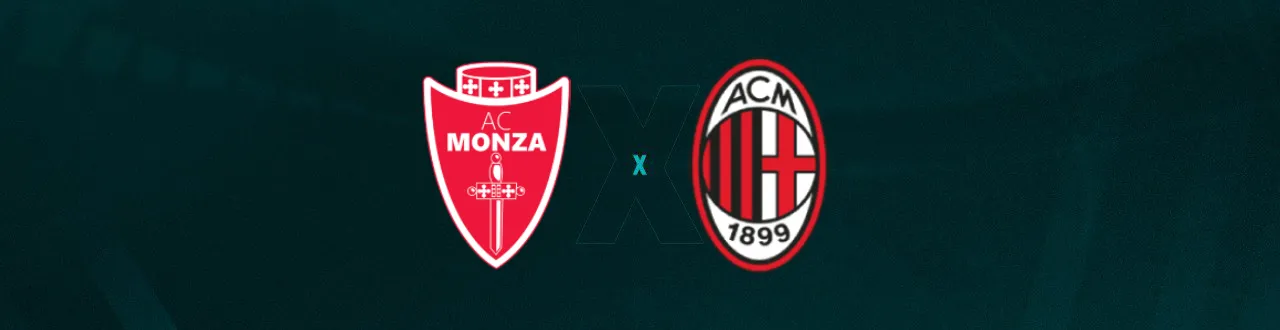 Escudos de Monza e Milan, que se enfrentam pelo Campeonato Italiano