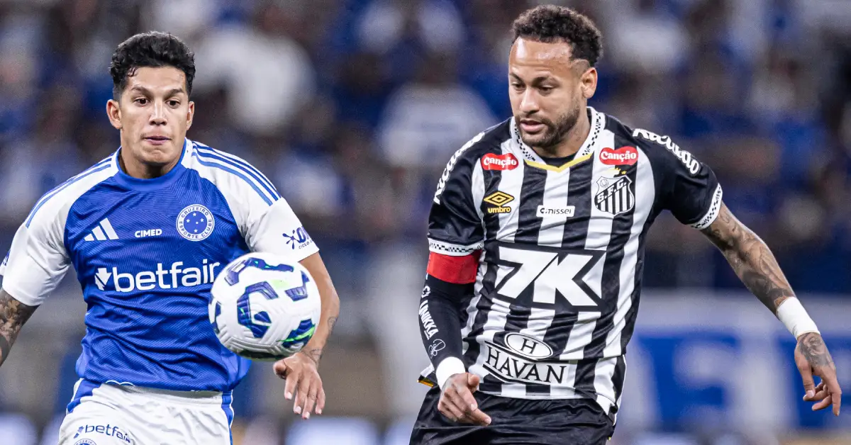 Neymar em ação pelo Santos contra o Cruzeiro, no Brasileirão