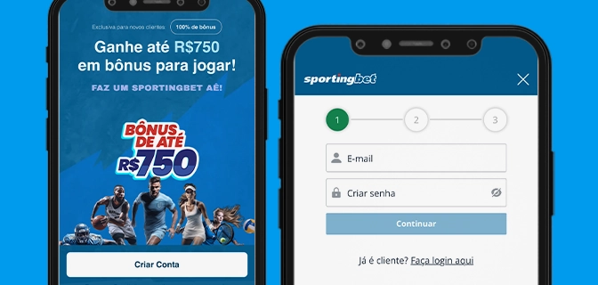 Imagem mostra smartphones abertos na página de registro da Sportingbet