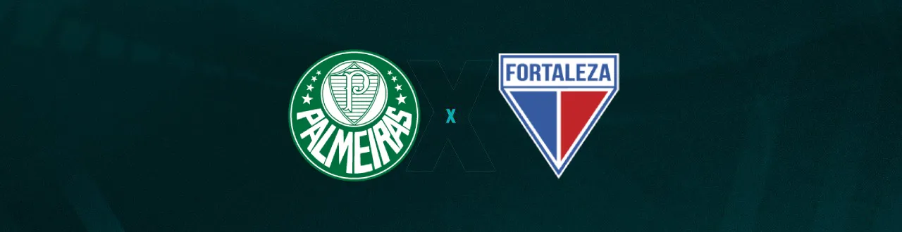 Escudos de Palmeiras e Fortaleza, que duelam pelo Brasileirão