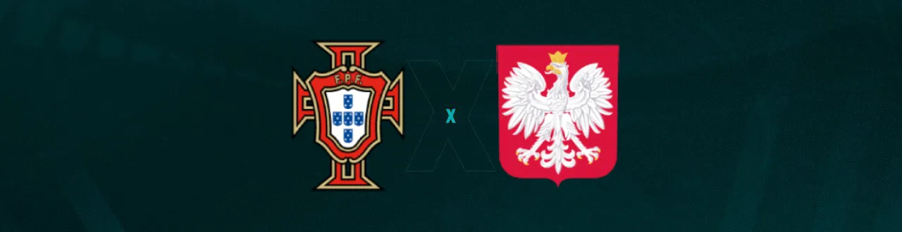 Escudos de Portugal e Polônia, que duelam pela Liga das Nações