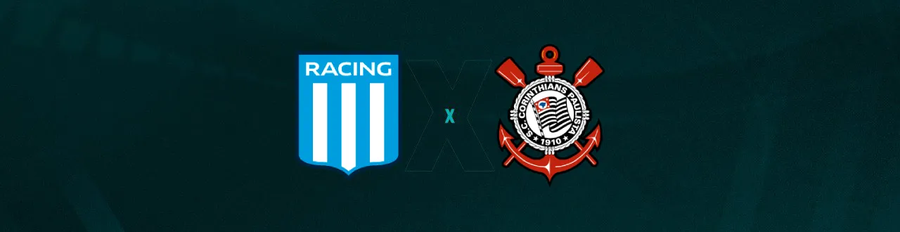 Escudos de Racing e Corinthians, que se enfrentam pela Sul-Americana