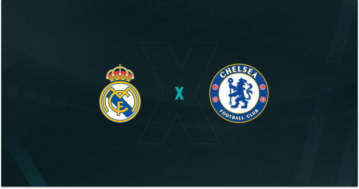 Escudos de Real Madrid e Chelsea, que se enfrentam pela Champions League Feminina